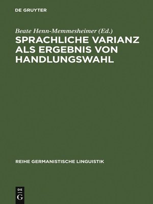cover image of Sprachliche Varianz als Ergebnis von Handlungswahl